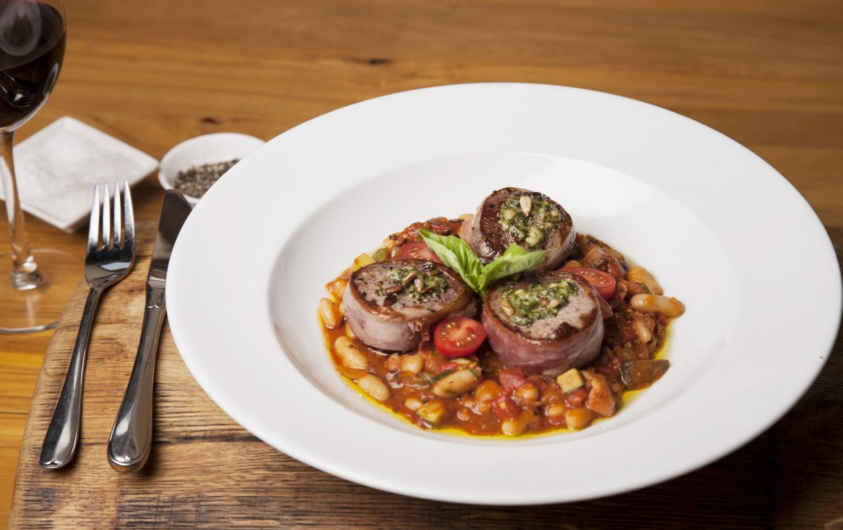 Fennel-dusted Cervena venison medallions and cannellini beans