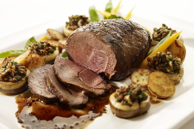 Knuckle Roast With Walnut Stuffed Mushrooms And Red Wine Jus_Knuckle – Whole_Graham Brown_Photo