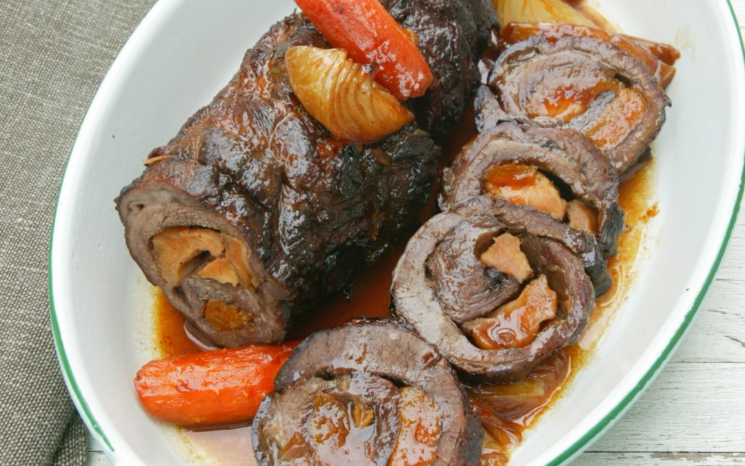Swedish-style roast Cervena venison filled with dried fruit