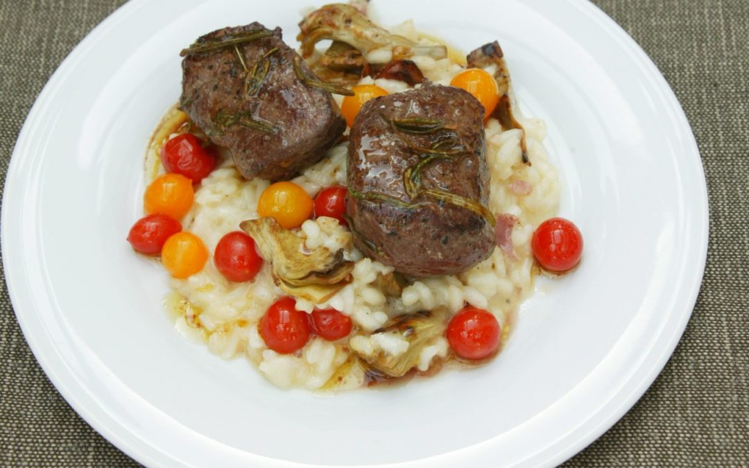 Tomato and Artichoke Risotto with Venison Knuckle_Striploin_Patrick Jaros_Photo1