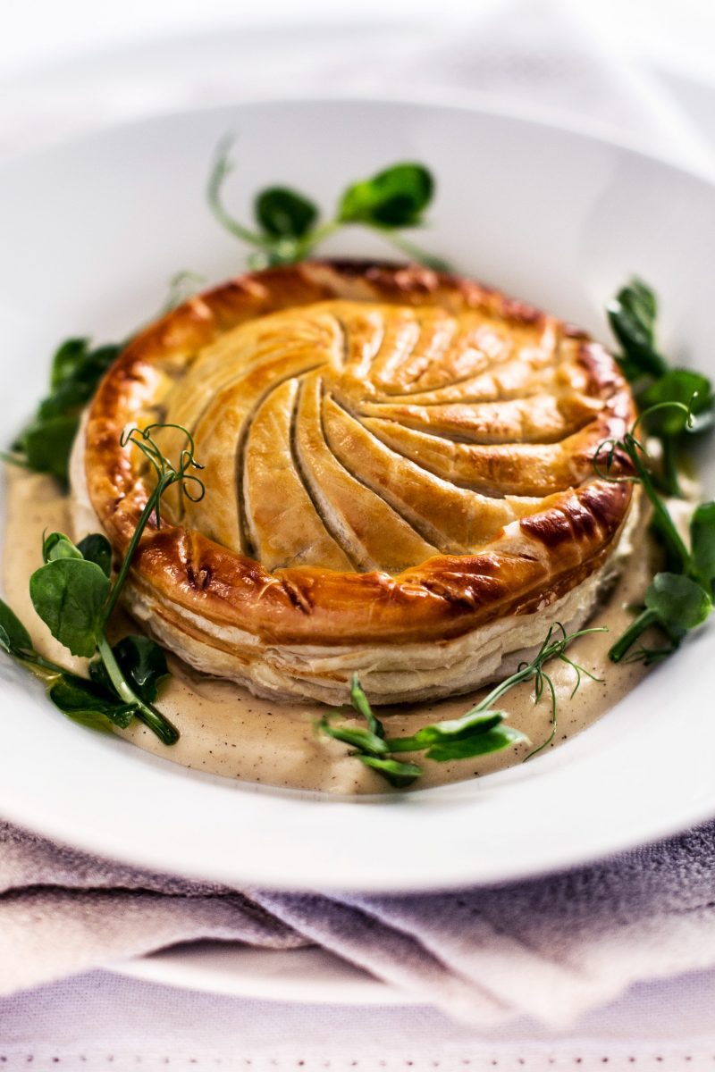 Cervena venison and smoked bacon pithivier with parsnips